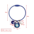 Schlüsselanhänger aus blauem Draht mit Evil Eye Anhängern und Perle, 50mm Durchmesser - Blauer Stahldraht Armband Tropfen Emaille Auge Perle Stil (BE1444BU04)