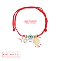 Handgefertigtes rotes Armband mit bösem Auge, Perle und Goldmünzen-Anhänger - Rot-Rund Münzporträt Anhänger (BE1697RD03)