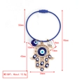 Blauer Drahtschlüsselanhänger mit Hamsa-Anhänger, Evil Eye Perlen und weißer Perle - Blaues Stahldraht Armband Hand der Fatima Strass Auge Perle Stil (BE1444BU08)