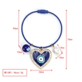 Blaues Drahtarmband mit Teufelsauge-Herzanhänger und Kunstperlen für Damen - Blaues Spiralarmband Dunkelblau Strass Herzauge Perle Stil (BE1444BU11)