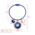 Blauer Drahtring-Schlüsselanhänger mit Evil-Eye-Anhänger, Kristallkranz und Barockperle - Blauer Stahldraht Anhänger Große Scheibe Strass Auge Perle Stil (BE1444BU12)