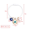 Blaues böses Auge und Hamsa Anhänger Armreif mit Barockperle auf weißem Stahlseil - Weißes Starres Stahldraht Armband Hand der Fatima Perle Stil (BE1442WH06)