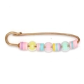 Broche de imperdible de ojo turco con cuentas de arcilla pastel y metal dorado - Estilo Heishi Macaron (BE1735MI03)
