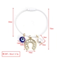 Drahtarmband mit blauem bösen Blick, Hufeisen-Charm und Perlenanhänger-Variante - Weißes Stahldraht Armband Vollstrass Hufeisen Perle Stil (BE1442WH08)