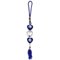 Portachiavi cuore Malocchio blu con corda intrecciata, ciondoli e nappe di perline - Stile Nappina Cuore Malocchio (BE1929BU00)