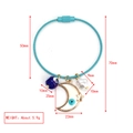 Armreif mit blauem bösen Blick, Mond-Anhänger und Perlenimitaten aus Draht - Blaugrünes Stahldraht Geflochten Sichel Perle Stil (BE1443LBU05)