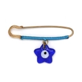 Spilla di sicurezza intrecciata blu con ciondolo a forma di stella contro il malocchio - Ciondolo a Stella Blu Scuro (BE1748BU03)