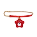 Golden pin brooch with red braided rope and red star Evil Eye charm detail - Red Star Pendant (BE1748RD03)