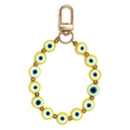 Yellow Evil Eye beads keychain with gold carabiner hook for car and wall decor - Yellow (BE1785YE00)