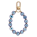 Handmade Evil Eye blue bead charm with golden spacers and spring clip for car or bag - Dark Blue (BE1785BU00)
