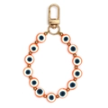 Orange evil eye beaded keychain with a golden lobster clasp and metallic accents - Red (BE1785RD00)