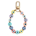 Colorful Evil Eye beaded keychain with golden zinc alloy D-ring clasp and multicolored resin beads - Mixed (BE1785MI00)