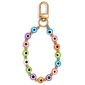 Colorful evil eye bead keychain with gold metal clasp for bag or car decor - Mixed (BE1786MI00)
