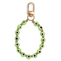 Lucky green evil eye charm with fourteen beads and a golden lobster clasp accessory - Green (BE1786GN00)