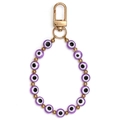 Purple Evil Eye beaded keychain with gold circular spacers and a spring clasp - Purple (BE1786PU00)