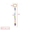 Handmade Evil Eye keychain with colorful ceramic beads and a golden spring ring clasp - Blue White Daisy Style (BE1971MI00)
