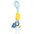 Llavero trenzado azul claro con corazón de Evil Eye, nudo amarillo y dijes acrílicos - Azul Claro