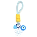 Portachiavi in corda blu intrecciata con ciondolo malocchio e cuore appeso - Mono Hramp (BE1870LBU00)
