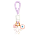 Portachiavi malocchio alla moda con cordino viola e accessorio con ciondolo a cuore rosa - Mezzo Piano (BE1870PU00)