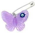 Lichtpaarse acryl vlinder broche met blauw boze oog en een zilverkleurige veiligheidsspeld - Lichtpaarse Vlinder (AT013PU00)