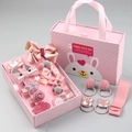 Roze haaraccessoires cadeauset voor meisjes met strikken en sterren in een doos - Roze