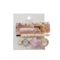 Detailansicht 3-teiliges Haarklammer-Set mit Perlen und lila Glitzer auf weißer Karte - Rosa Lila Glitzer Perle Anhänger Stil (7)