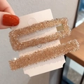 Haarklammer-Set mit Champagner-Kristallen, Rechteck- und Stabform im 2er-Pack für Damen - Rechteckiger Hohl- und Streifenstil (AB-170) / Champagner