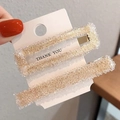Haarklammer Set in Champagner-Gold mit funkelnden Kristallen auf Displaykarte - Rechteckiger Hohl- und Streifenstil (AB-170) / Mondlichtweiß