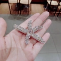 Dettaglio del fermaglio a stella marina argentata con strass scintillanti e perle - Stile Tutto Strass (AB-73-Diamante)