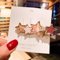 Detail van roze ster haarspelden met glitter en goud metaal op de display kaart - Sterrenpatroon Roze