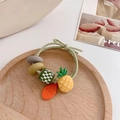 Élastique à cheveux tressé vert avec ananas jaune mignon et perles texturées - Ananas