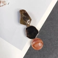 Barrette à cheveux japonaise en acétate géométrique avec éléments rétro marron et noir - Noir
