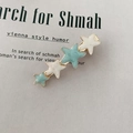 Pinza para el pelo con estrellas en verde menta y blanco crema con esmalte jaspeado - Estrella Azul Verdoso