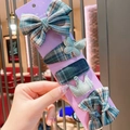 Détails d'un ensemble de 5 accessoires cheveux pour filles à carreaux bleus et couronne - Vert
