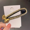 Baroque style hair clip with pearls and rhinestones on black base and gold bow detail - Elegant Gold Bowknot