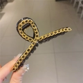 Pinza para el pelo negra grande con cadena de metal dorado para peinados elegantes - Negro