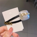 Fermaglio per capelli vintage con perle, strass e scritte Lucky in metallo dorato - Lettere Quadrate