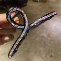 Grande molletta per capelli nera con cristalli AB arcobaleno per acconciature eleganti - Nero