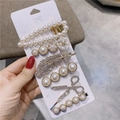 Set di 6 fermagli per capelli dorati con piume di perle e forbici su cartoncino - Set Stile Misto Oro