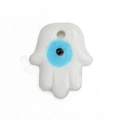 Hamsa hand boze oog hanger van wit keramiek voor DIY sieraden maken accessoires - Crèmewit Stijl (BE1208WH00)