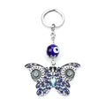 Detailansicht Schmetterling Schlüsselanhänger mit blauer Evil Eye Perle und Strass - Hohler Blauer Strass Stil (EY147BU00)