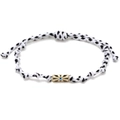 Detailed view of woven Evil Eye bracelet with a gold bead and adjustable closure - Black (BE2014BK00)