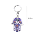 Portachiavi Mano di Fatima e Occhio del Male in smalto blu, placcato argento, 10,5 cm - Blu Turco (EY140BU00)