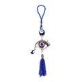 Details des türkischen Evil Eye Anhängers mit Metallrahmen und blauen Perlenquasten - Rotes Auge Hängestil (EY12RD00) / Rot