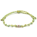 Handmade woven rope bracelet with colorful enamel Evil Eye charm and golden metal base - Yellow Blend (BE2014GN00)