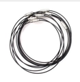 Adjustable black coated steel wire key ring cable with silver threaded metal connectors - UF1769MI08