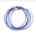Blue nylon coated steel wire keychain rings with secure silver screw connectors - UF1769MI09