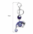 Blauer Evil Eye Schlüsselanhänger mit Silberclip und Strasssteinen, 15cm langer Glücksbringer - Blaues Auge Schlüsselanhänger Stil (EY139BU00) / Blau