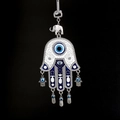 Mano di Fatima da parete con malocchio turco e pendente elefante in argento e blu - Mano di Fatima-Blu (EY1730WB00)