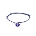 Deep blue adjustable woven rope bracelet featuring a classic ceramic evil eye charm - Dark Blue